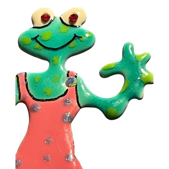 Carrete By Ganz Frog & Octopus Scuba Diving Rhinestone Brooch Pin Kids Girls - Picture 2 of 9